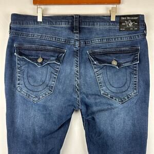 True Religion Ricky Flap Relaxed Straight Leg Blue Denim Jeans Men's Size 36x34